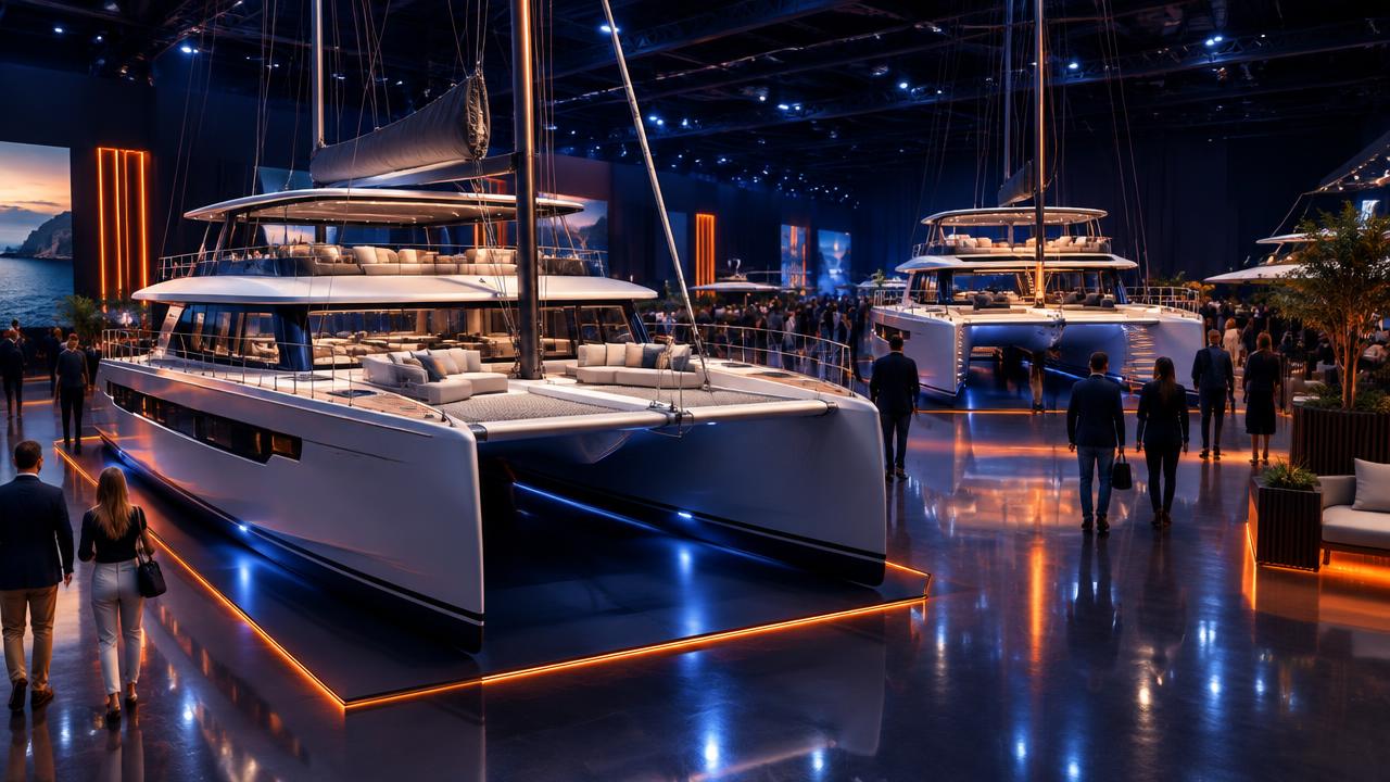 Catamaran Pavilion · Illustrative show-hall scene