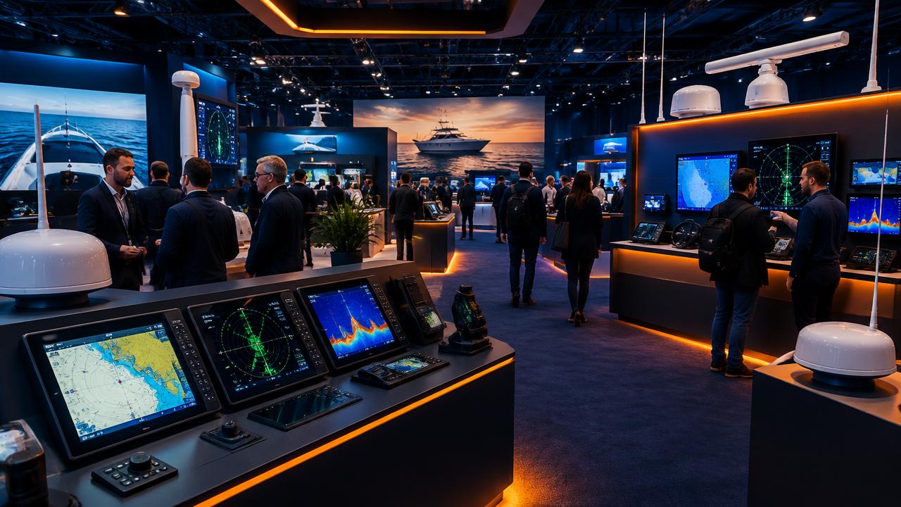 Marine Electronics Pavilion · Illustrative show-hall scene