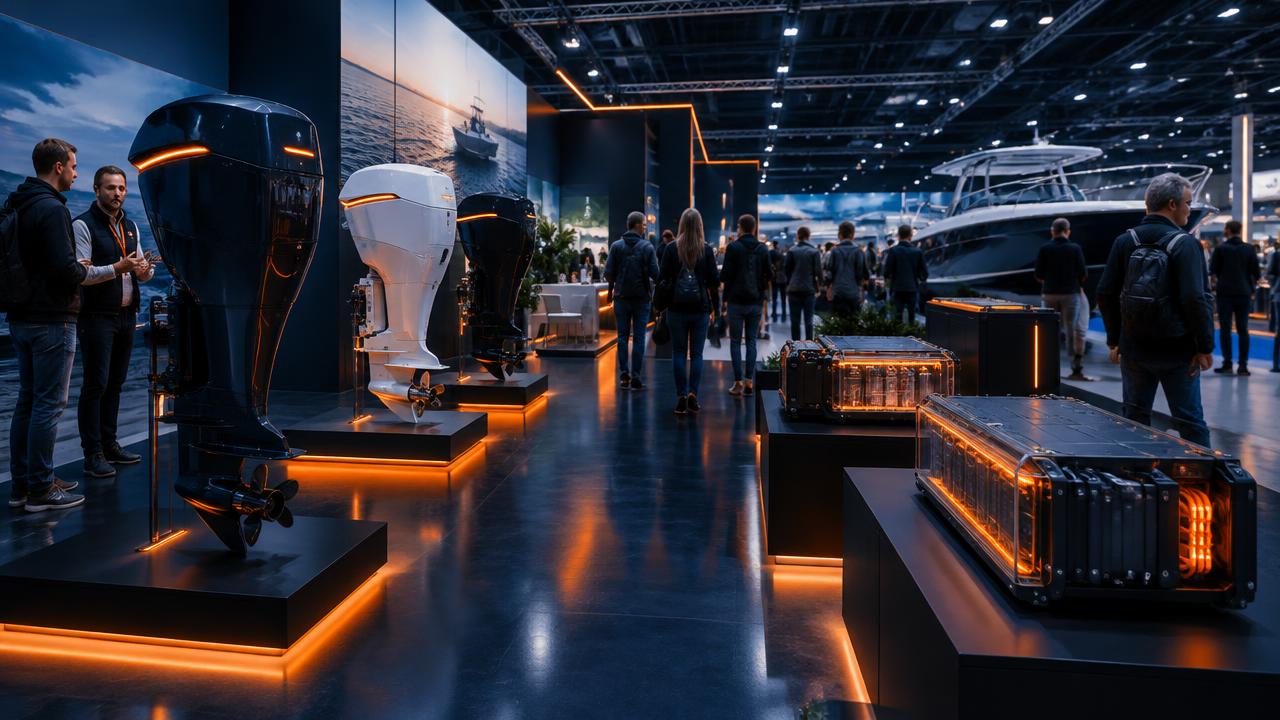 Electric Propulsion Pavilion · Illustrative show-hall scene