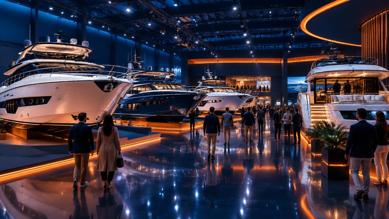 Motor Yacht Pavilion · Illustrative show-hall scene