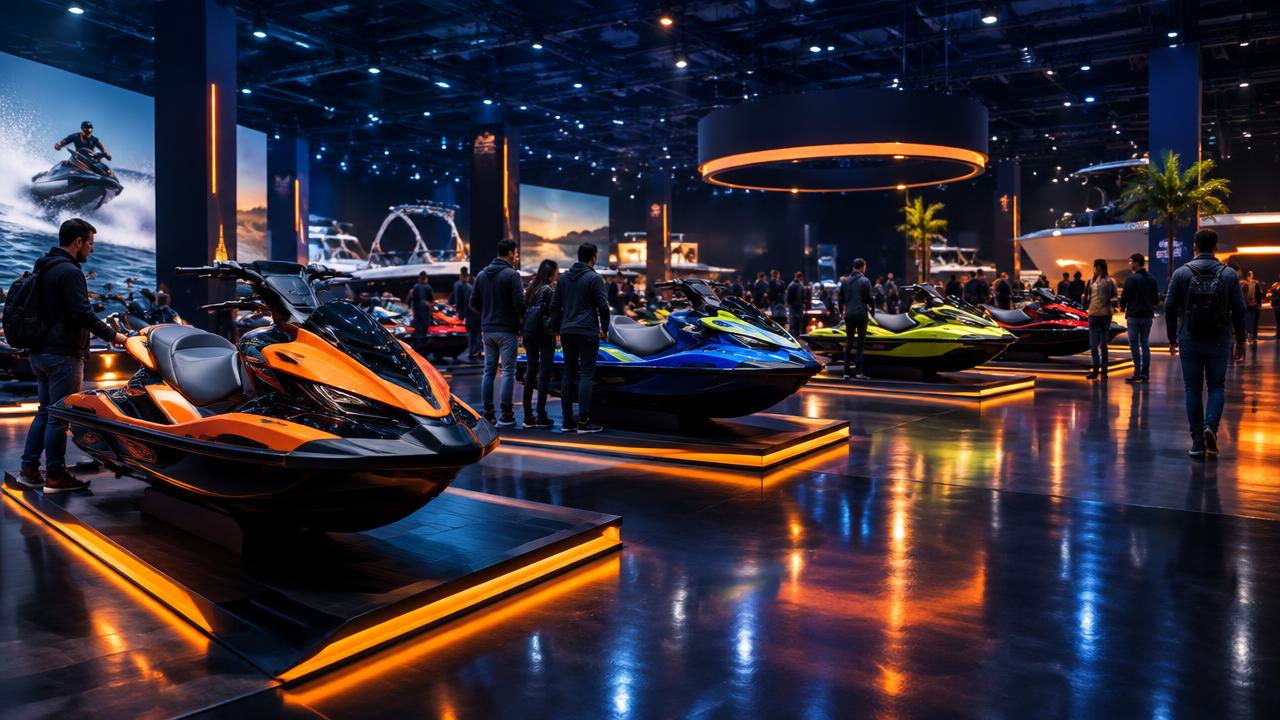 Jet Ski & Personal Watercraft Pavilion · Illustrative show-hall scene