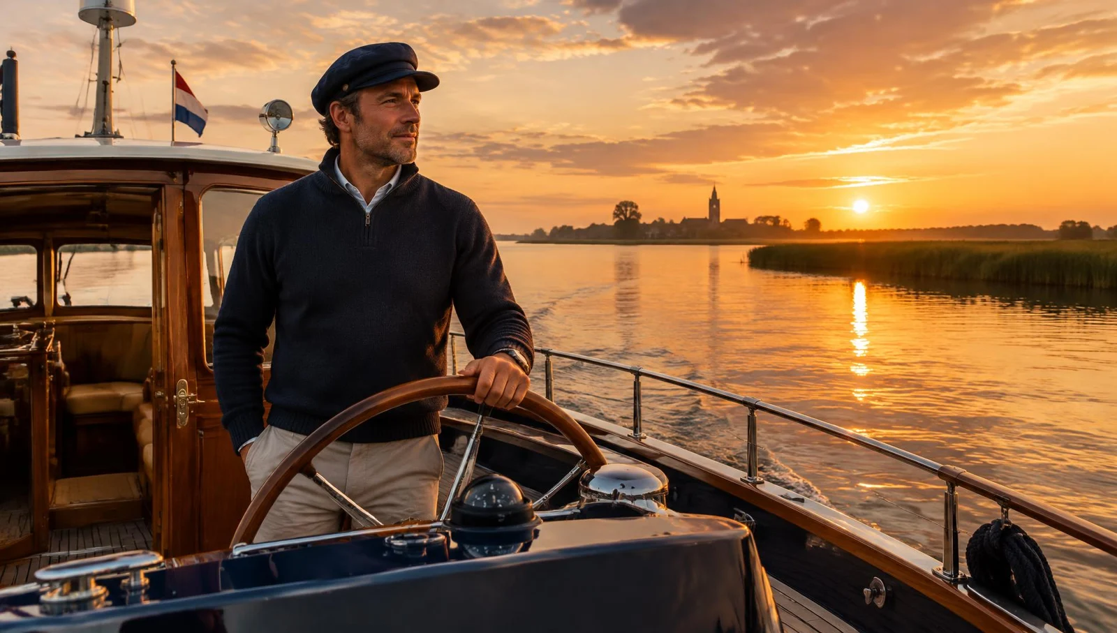A boat owner relaxing on board a boat