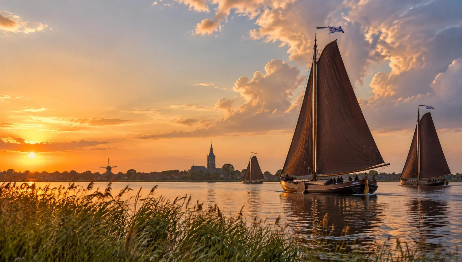 Boats on the water in Friesland